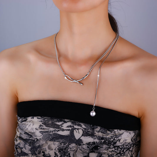 Silver Entangle Pearl Necklace