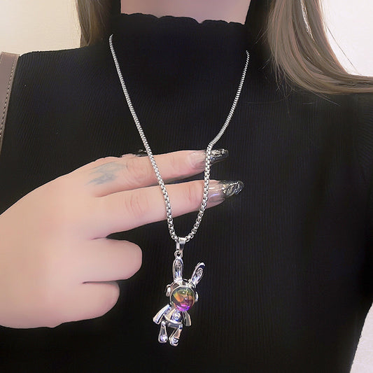 Silver Bunny Unisex Necklace