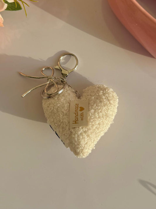 Fluffy Heart Bow Bag Charm