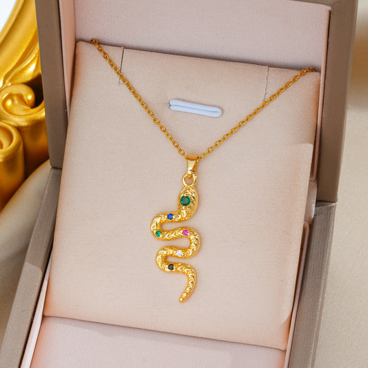 Rhinestone Reptile Necklace