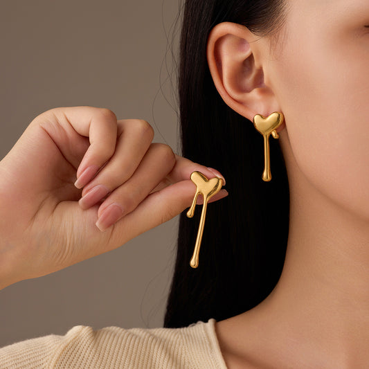 Golden Meltdown Heart Earrings
