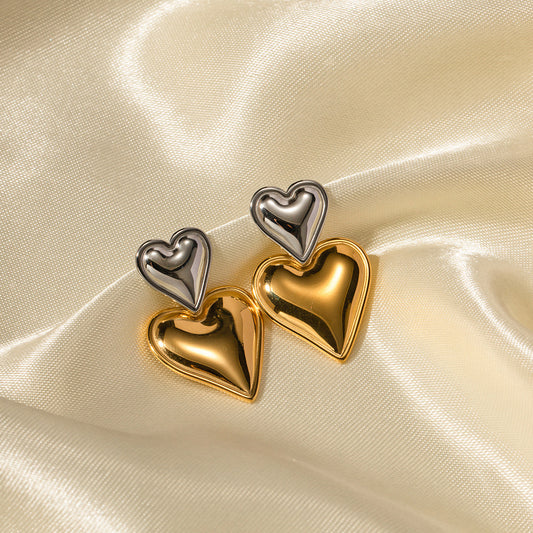 Two-toned Heart Earrings