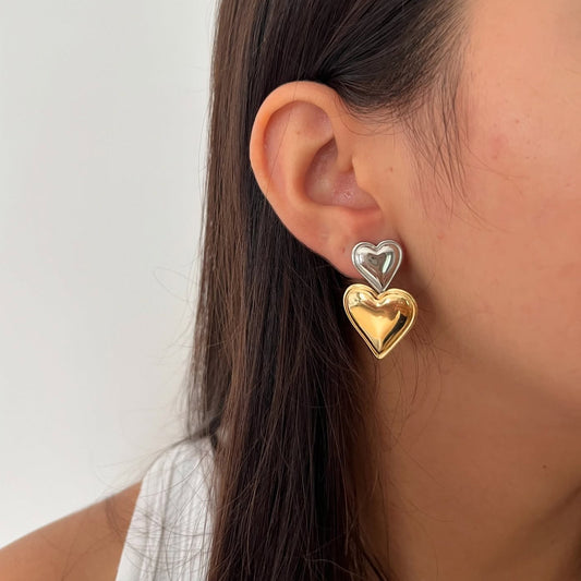 Two-toned Heart Earrings