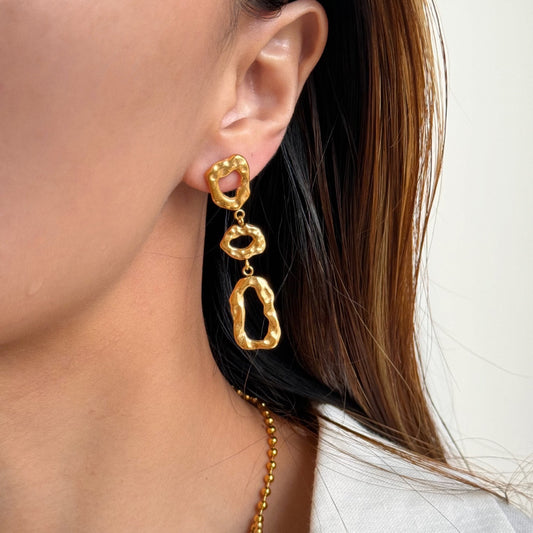 Hammered-Relic Gold Earrings