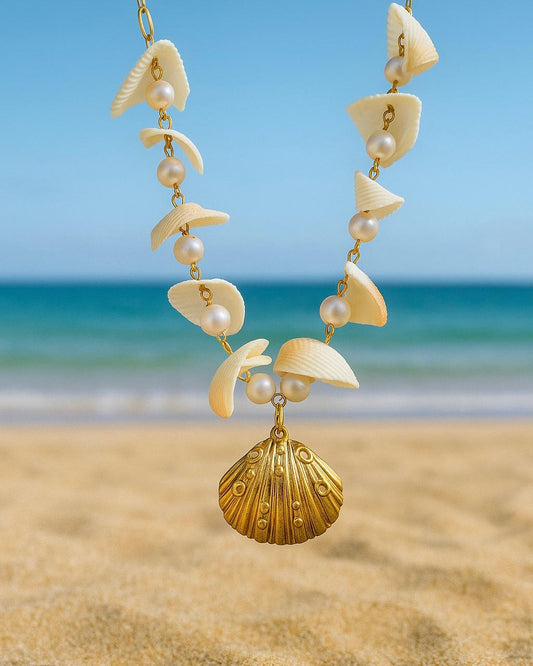 Pearls on Scallop Necklace