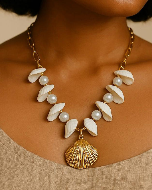 Pearls on Scallop Necklace