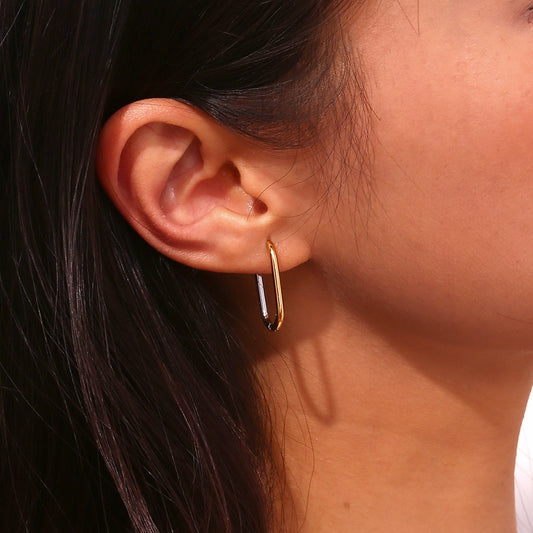 Metal Contrast Hoop Earrings