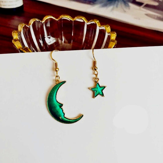 Mismatched Celestial Green Earrings