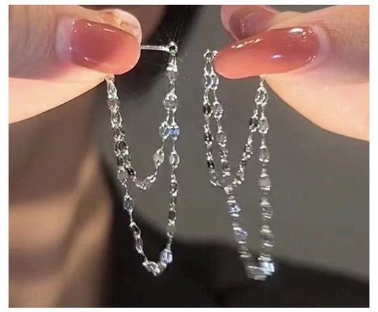 Silver-sigh Chandelier Earrings