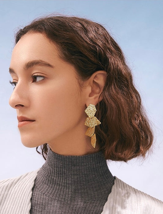 Gilded Abstract Textured Earrings