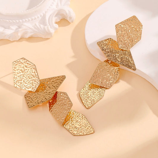Gilded Abstract Textured Earrings