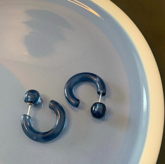 Indigo Tinted Hoop Earrings