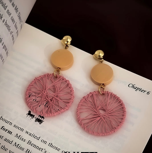 Wooven in Pink Earrings