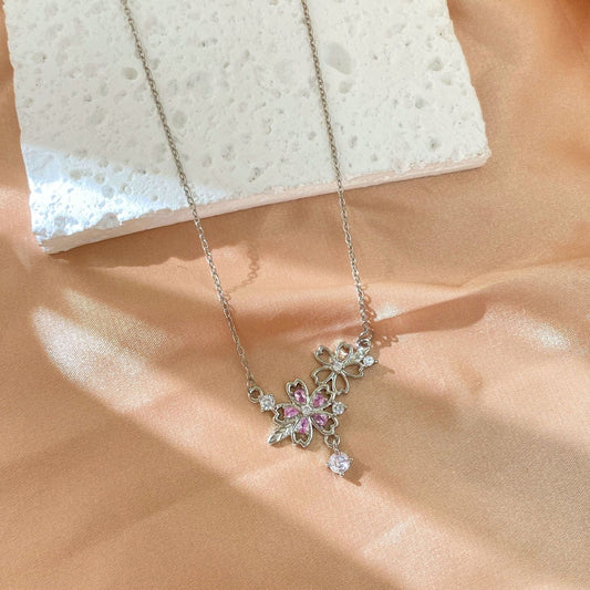 Blushing Blossom Floral Cut-out Necklace