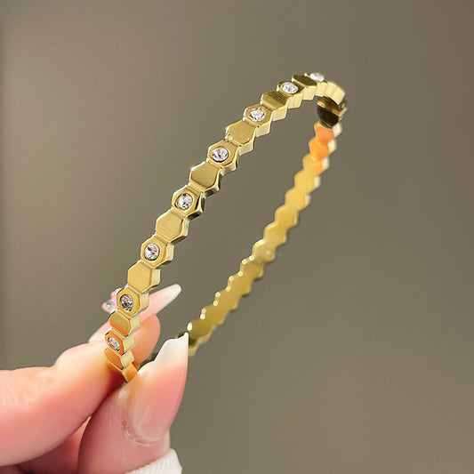 Bejewelled Geometric Gold Bracelet