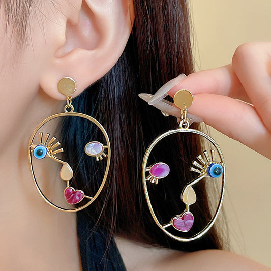 Abstract-Faces Evil Eye Statement Earrings