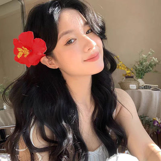 Red Hawaiian Hibiscus Hair Clip