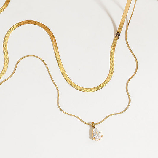 Lunelle Rhinestone Teardrop Necklace