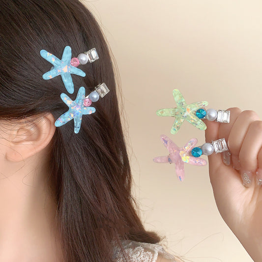 Coral Pop Pearl Hair Clips