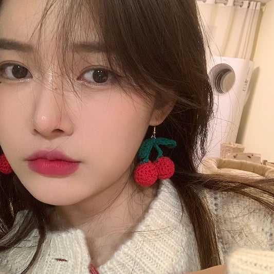 Cherry-coded Crochet Earrings