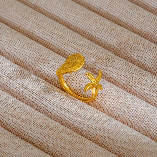 Golden Drift Shell Ring