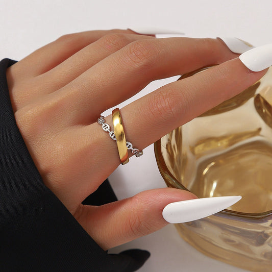 Silvered Chain Elegant Ring