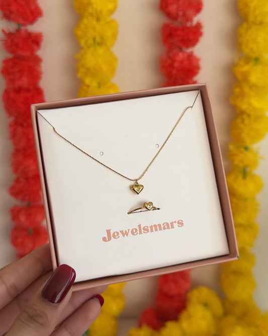 Minimal Heart Gift Set (necklace + ring)