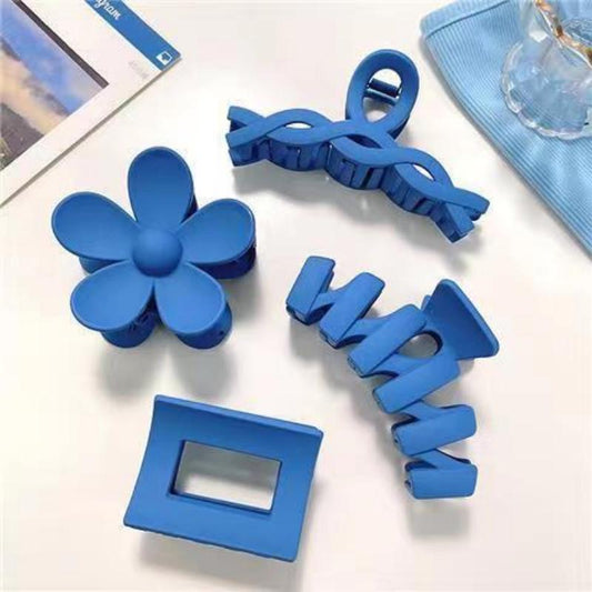 Blue Delulu Claw Clip Combo of 8