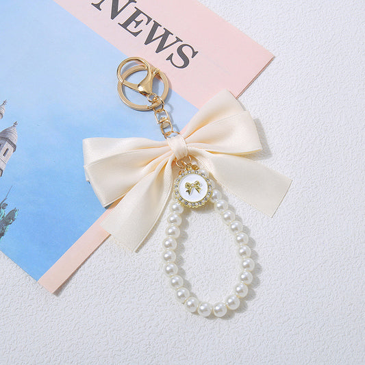 Ribboned Pearls Bow Bag Charm