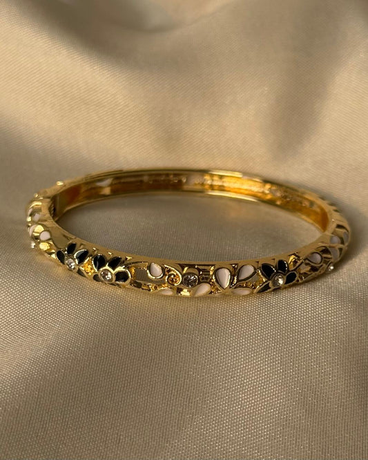 Black Bloomscape Enamel Bangle