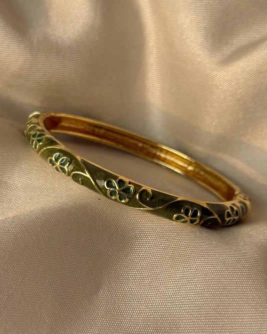 Antique-Inspired Green Enamel Bangle