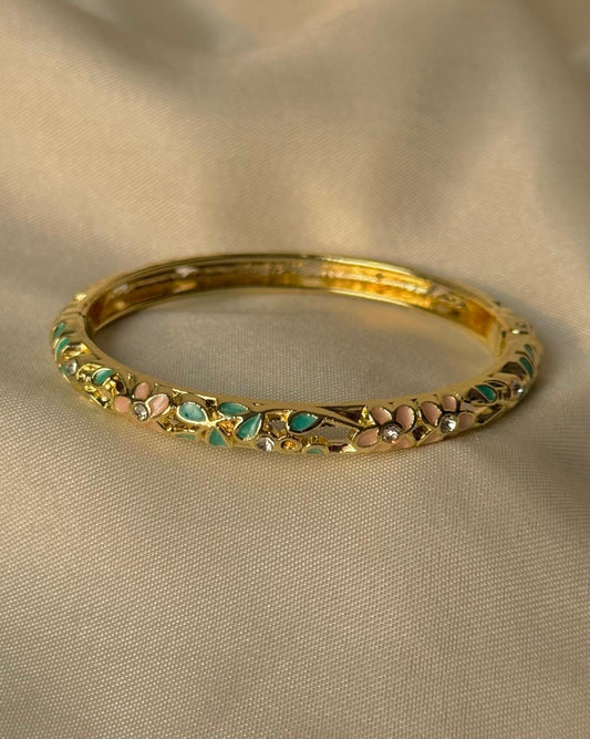 Classic-Coded Floral Enamel Bangle