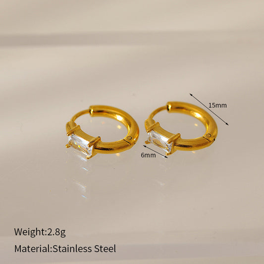 Gigi Rhinestone Gold Hoops