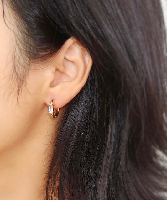 Gigi Rhinestone Gold Hoops