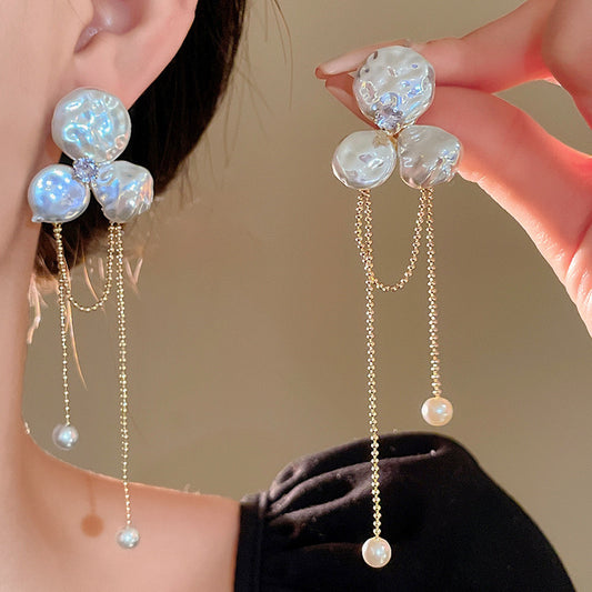 Pearl Cluster Dangling Earrings