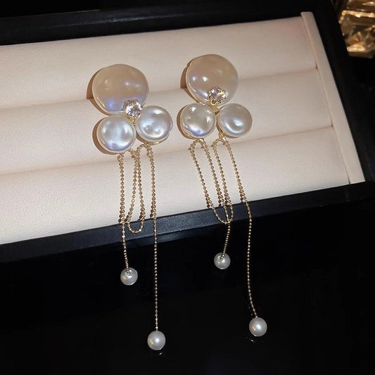 Pearl Cluster Dangling Earrings