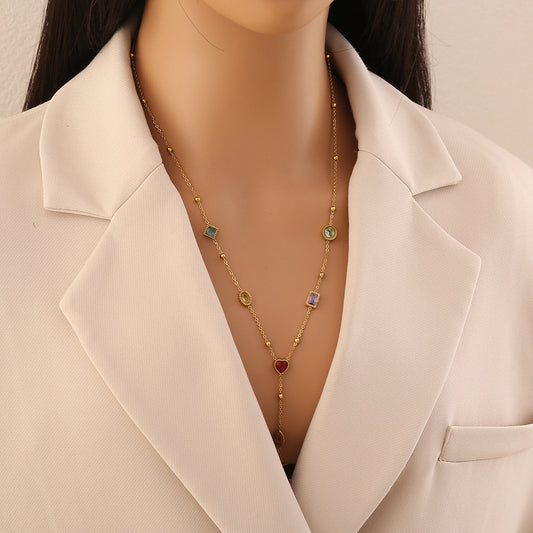 Multi-Tinted Classy Y-Necklace