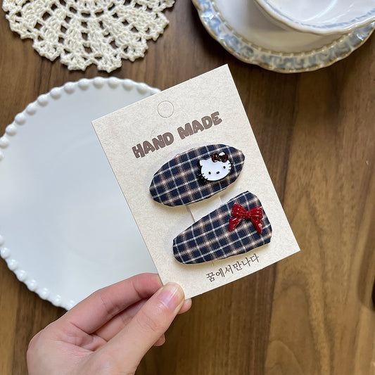 Navy Purr Hair Clips