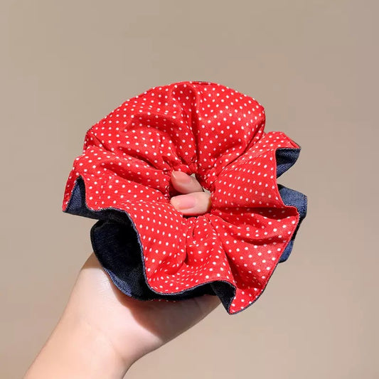 Retro-red Spotted Scrunchie