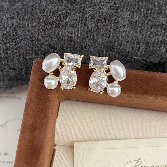 Rhinestone Reverie Pearl Earrings