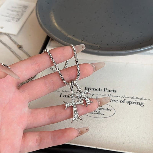 Sinful Pair Cross Necklace