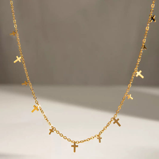 Dainty Cross-drops Minimal Necklace