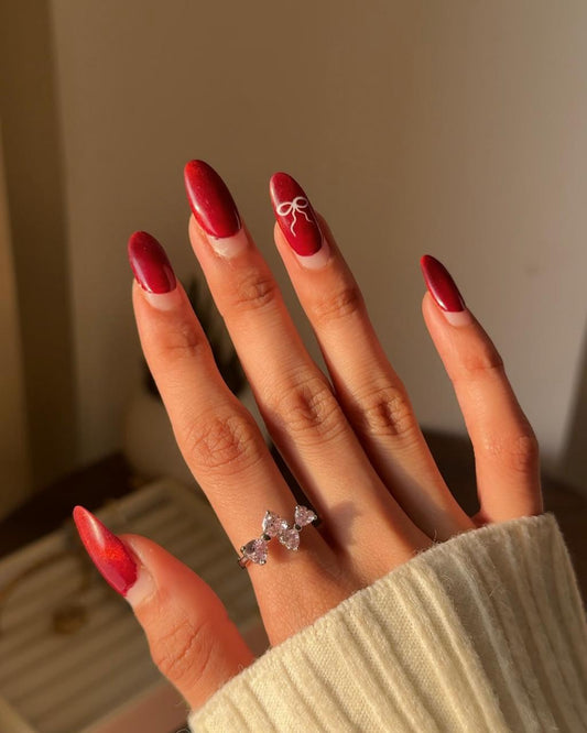 dual Bow ring- pink