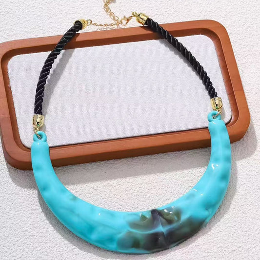 Opulent Turquoise Acrylic Necklace