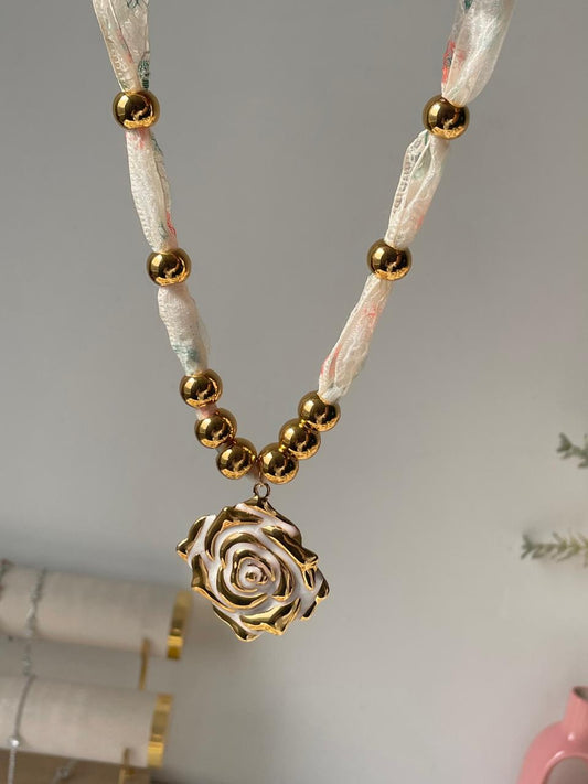 Rose’ Heirloom Ribbon Necklace
