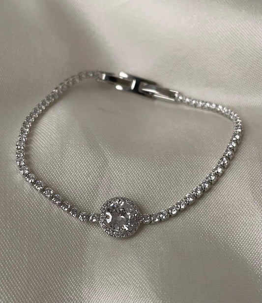 Silver Glazed Rhinestone Bracelet