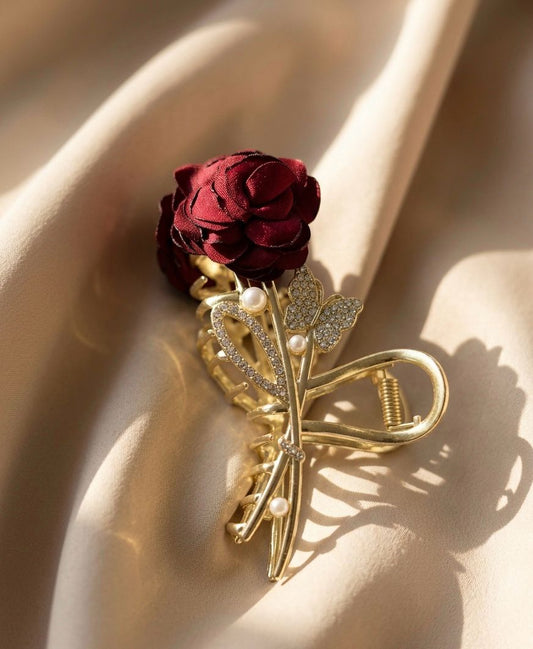 Scarlet Bloom Claw Clip