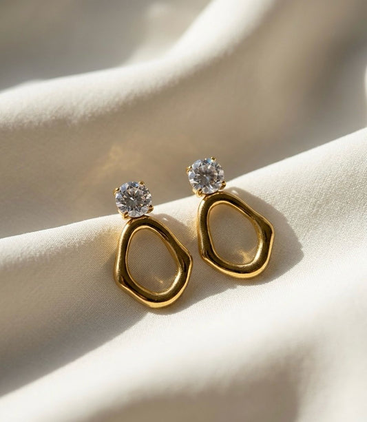 Golden Reef Rhinestone Earrings