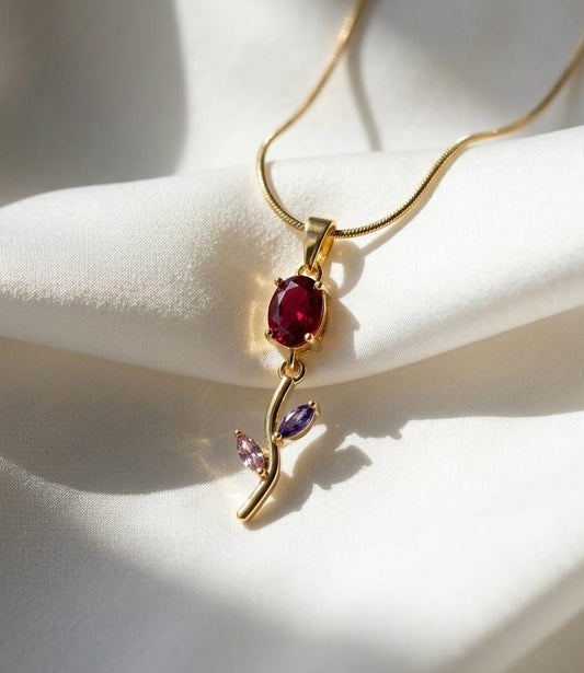 Ruby Bloom Tulip Necklace