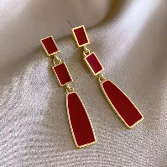 Classy Claire Red Earrings